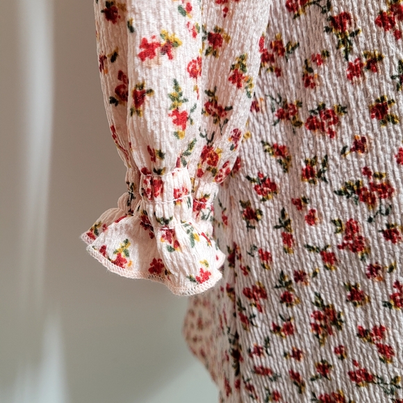 New! Girls' Long Sleeve Floral Textured Woven Dress art class - Rose Pink - Picture 5 of 6